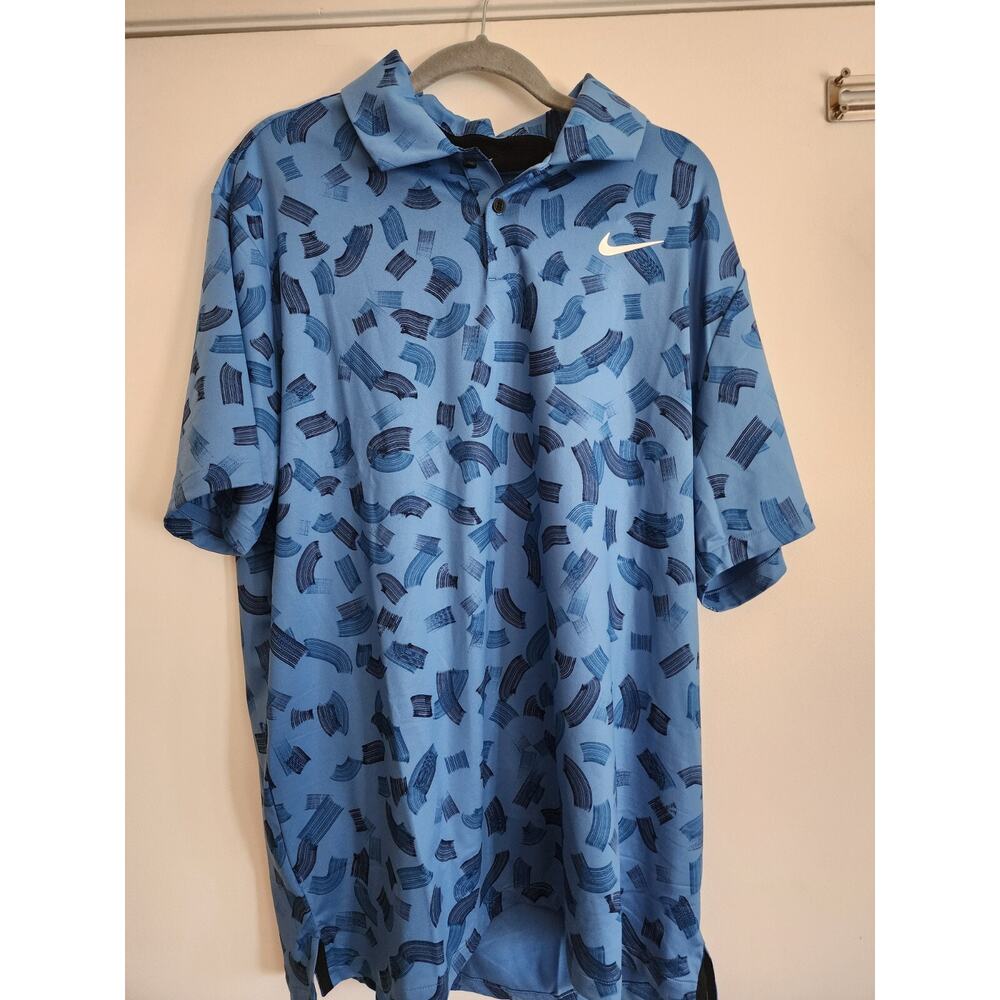 Nike Tour Shirt Men's Large Dri-FIT Golf Polo blue patterned FD5735-402 NEW